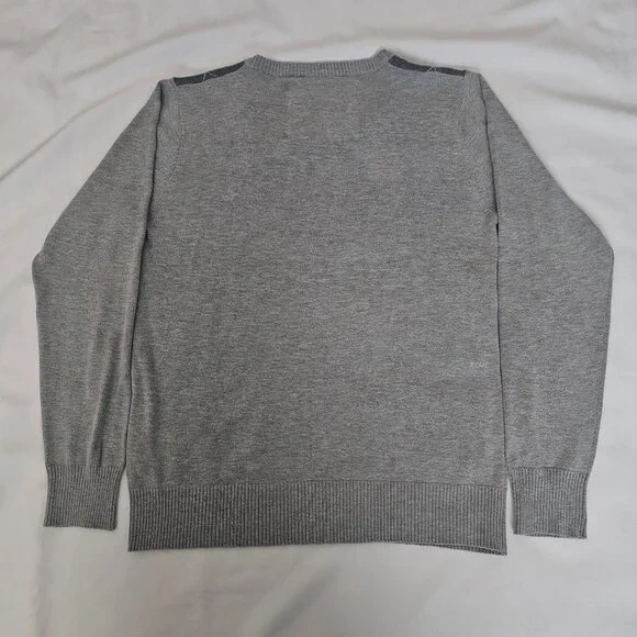 Abercrombie & Fitch Gray Argyle Moose Logo V-Neck Pullover Sweater Men's Size XL - Picture 3 of 9